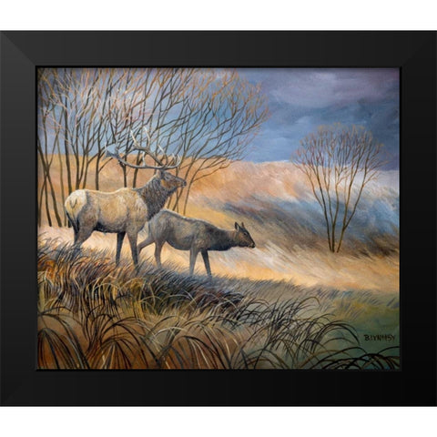 Elk Journey I Black Modern Wood Framed Art Print by Lynnsy, B.