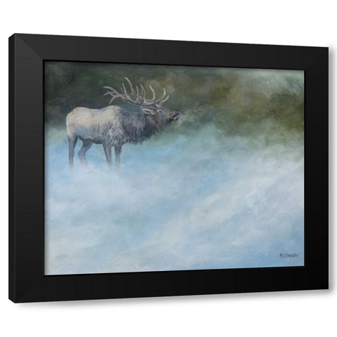 Elk Journey II Black Modern Wood Framed Art Print with Double Matting by Lynnsy, B.