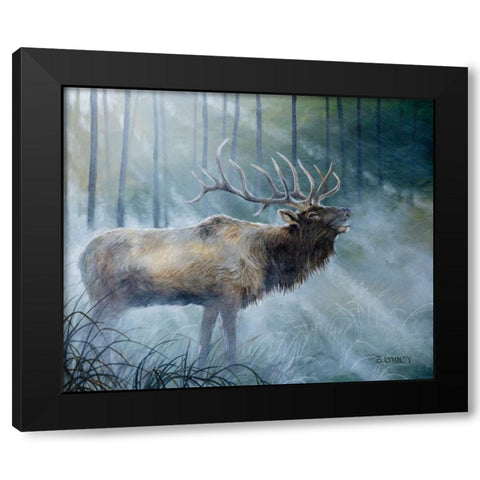 Elk Journey III Black Modern Wood Framed Art Print with Double Matting by Lynnsy, B.