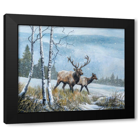 Elk Journey IV Black Modern Wood Framed Art Print by Lynnsy, B.