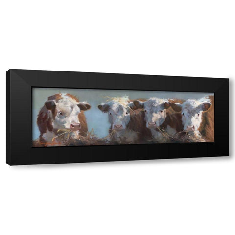 Little Bull and the Babes Black Modern Wood Framed Art Print with Double Matting by Hawley, Carolyne