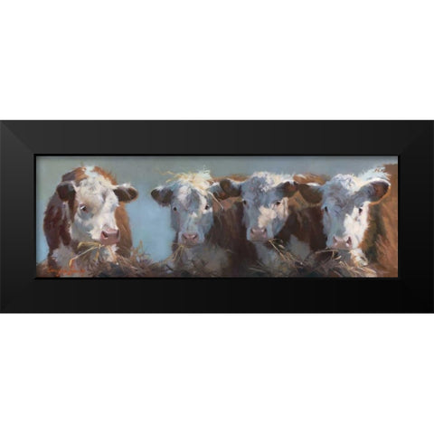 Little Bull and the Babes Black Modern Wood Framed Art Print by Hawley, Carolyne