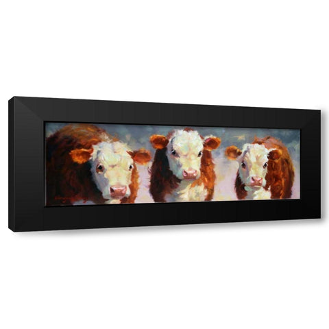 Winter Calves Black Modern Wood Framed Art Print by Hawley, Carolyne
