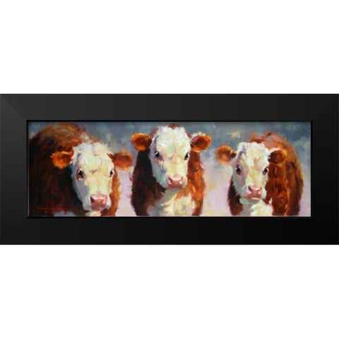 Winter Calves Black Modern Wood Framed Art Print by Hawley, Carolyne