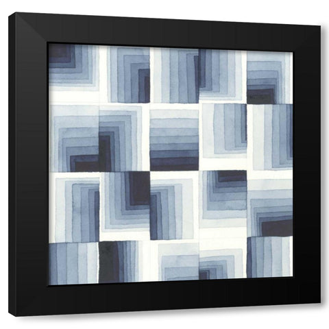 Gradient Indigo I Black Modern Wood Framed Art Print with Double Matting by Galapon, Nikki