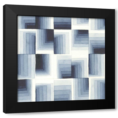 Gradient Indigo II Black Modern Wood Framed Art Print with Double Matting by Galapon, Nikki