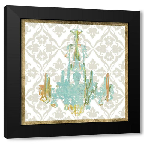 Damask Chandelier III Black Modern Wood Framed Art Print by Goldberger, Jennifer