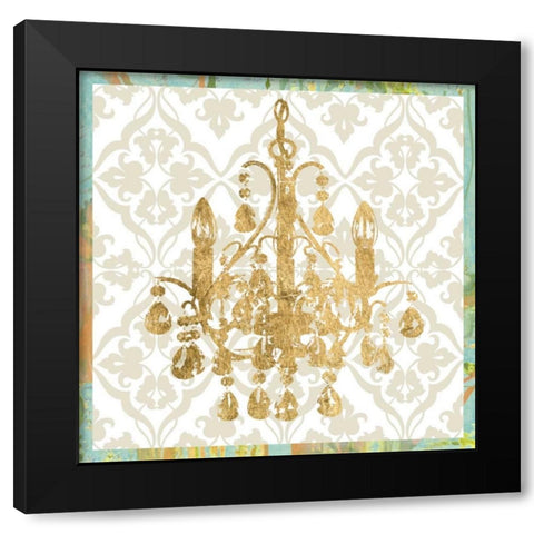 Damask Chandelier IV Black Modern Wood Framed Art Print with Double Matting by Goldberger, Jennifer