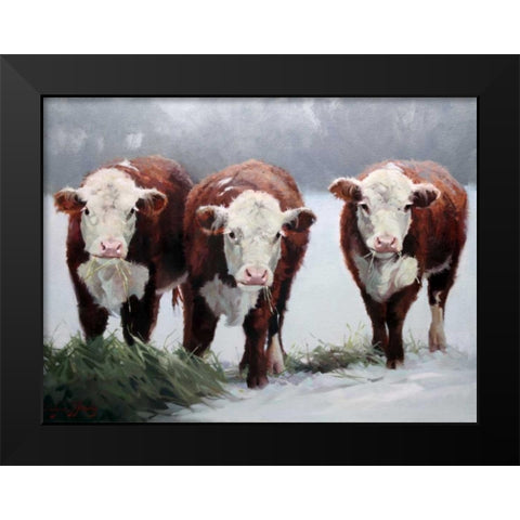 Winter Shadows Black Modern Wood Framed Art Print by Hawley, Carolyne
