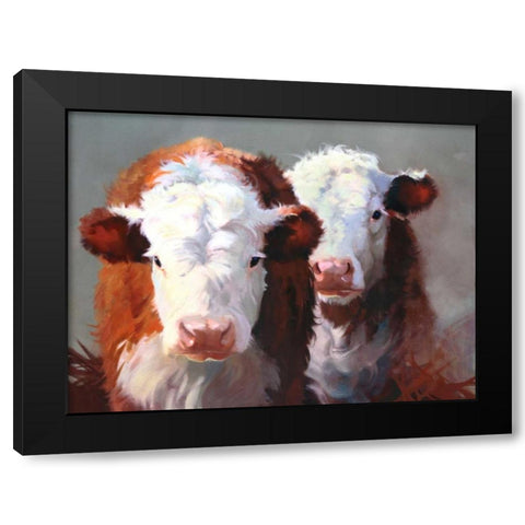 Buddies Black Modern Wood Framed Art Print with Double Matting by Hawley, Carolyne