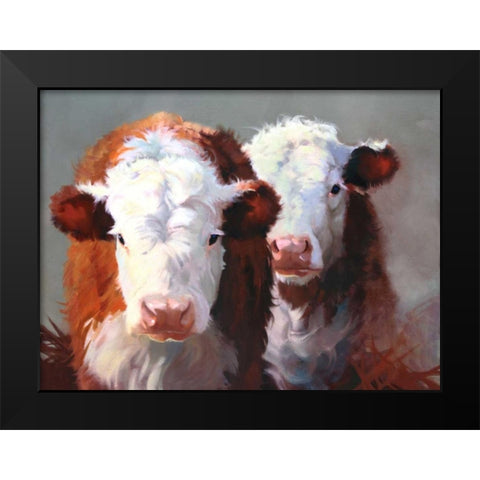 Buddies Black Modern Wood Framed Art Print by Hawley, Carolyne
