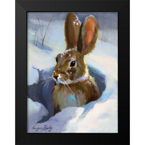 Snow Bunny Black Modern Wood Framed Art Print by Hawley, Carolyne