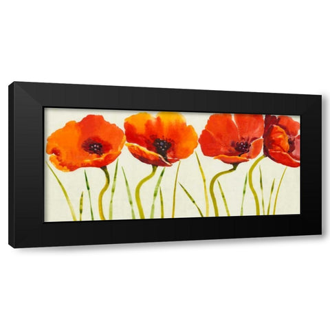 Row of Tulips II Black Modern Wood Framed Art Print with Double Matting by OToole, Tim