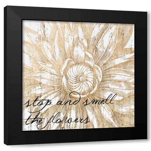 Metallic Floral Quote I Black Modern Wood Framed Art Print by Fagalde, Jarman