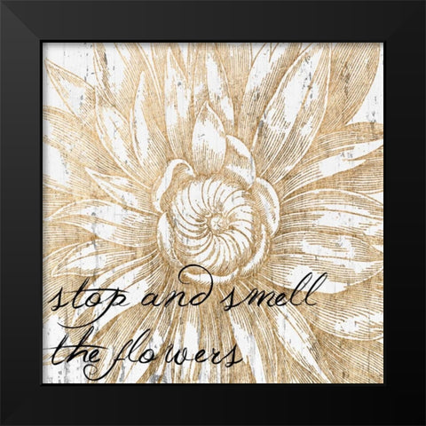 Metallic Floral Quote I Black Modern Wood Framed Art Print by Fagalde, Jarman