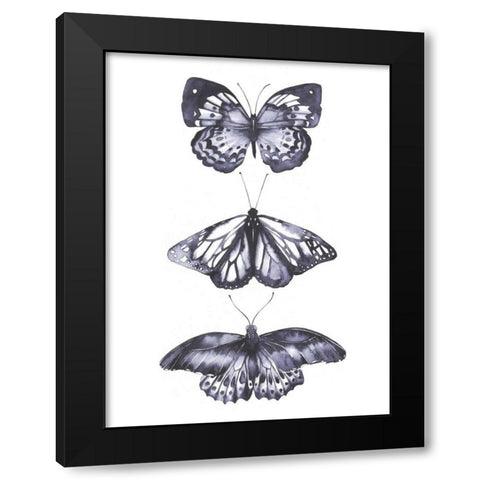 Monochrome Butterflies II Black Modern Wood Framed Art Print with Double Matting by Popp, Grace
