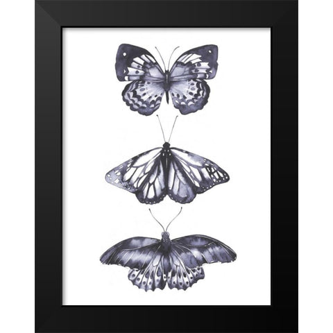 Monochrome Butterflies II Black Modern Wood Framed Art Print by Popp, Grace