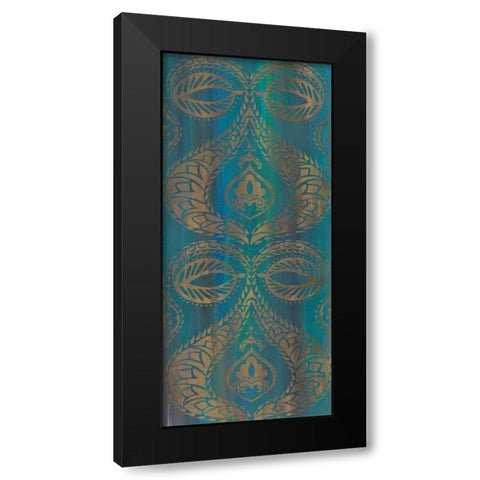 Blue Arabesque I Black Modern Wood Framed Art Print with Double Matting by Zarris, Chariklia