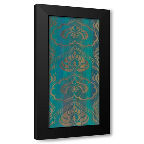 Blue Arabesque II Black Modern Wood Framed Art Print with Double Matting by Zarris, Chariklia