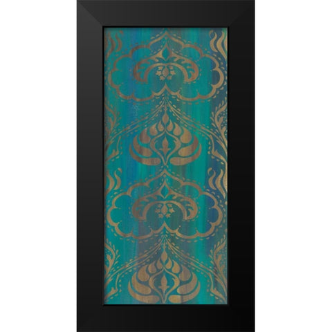 Blue Arabesque II Black Modern Wood Framed Art Print by Zarris, Chariklia