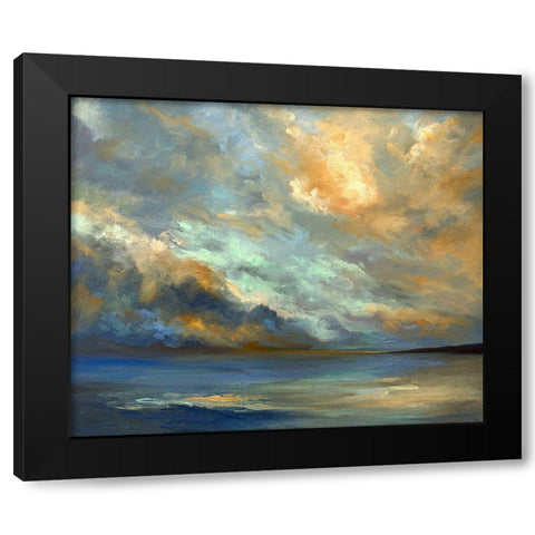 April Coastal Clouds Black Modern Wood Framed Art Print by Finch, Sheila