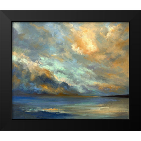 April Coastal Clouds Black Modern Wood Framed Art Print by Finch, Sheila