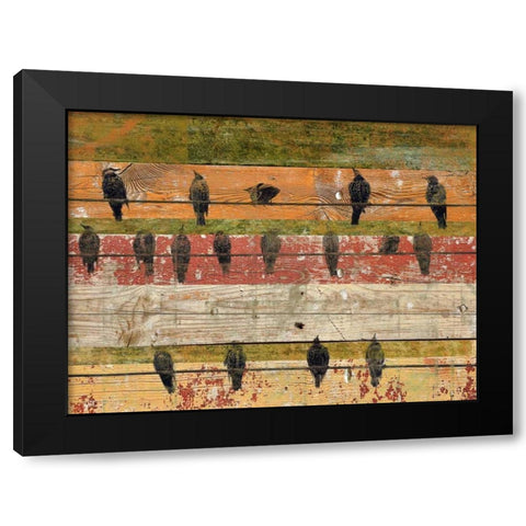 Birds on Wood VI Black Modern Wood Framed Art Print by Orlov, Irena