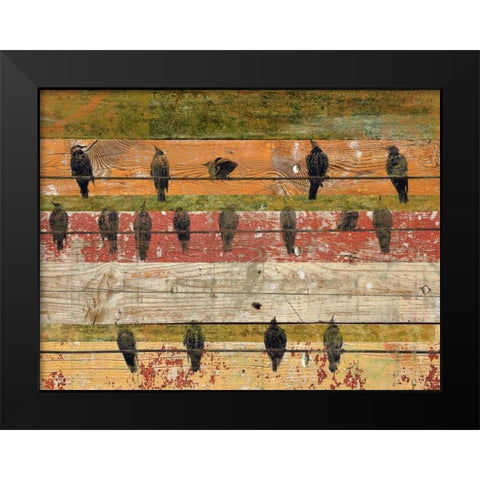 Birds on Wood VI Black Modern Wood Framed Art Print by Orlov, Irena