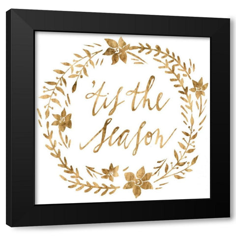 Golden Christmas I Black Modern Wood Framed Art Print with Double Matting by Popp, Grace