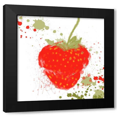 Modern Strawberry Black Modern Wood Framed Art Print by Orlov, Irena