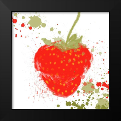 Modern Strawberry Black Modern Wood Framed Art Print by Orlov, Irena