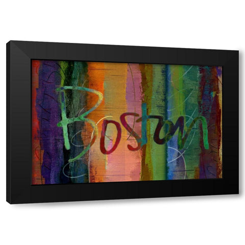 Abstract Boston Black Modern Wood Framed Art Print with Double Matting by Jasper, Sisa