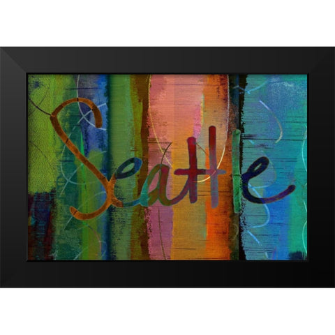 Abstract Seattle Black Modern Wood Framed Art Print by Jasper, Sisa