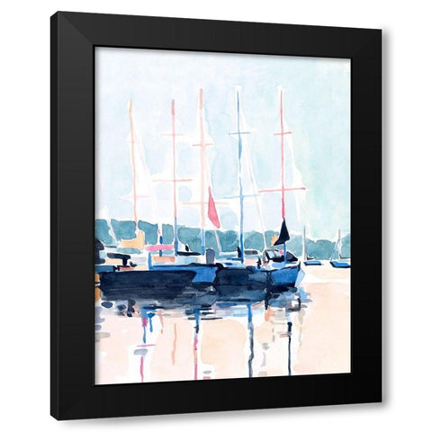 Watercolor Boat Club I Black Modern Wood Framed Art Print by Scarvey, Emma