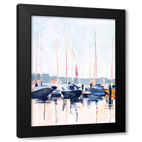 Watercolor Boat Club II Black Modern Wood Framed Art Print with Double Matting by Scarvey, Emma