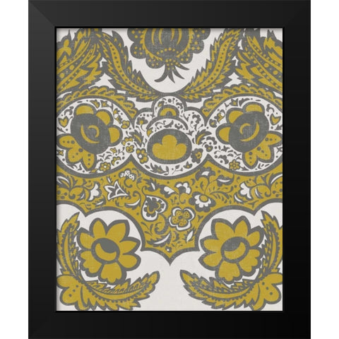 Graphic Damask V Black Modern Wood Framed Art Print by Zarris, Chariklia