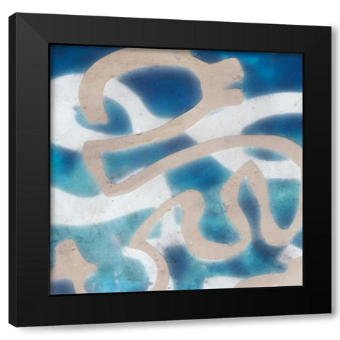 Indigo Tribal III Black Modern Wood Framed Art Print with Double Matting by Goldberger, Jennifer