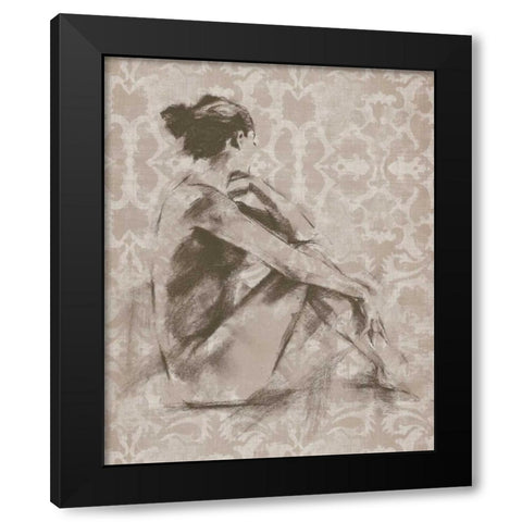 Figure with Damask I Black Modern Wood Framed Art Print by Harper, Ethan