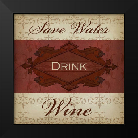 Wine Phrases I Black Modern Wood Framed Art Print by Studio W