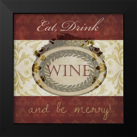 Wine Phrases II Black Modern Wood Framed Art Print by Studio W
