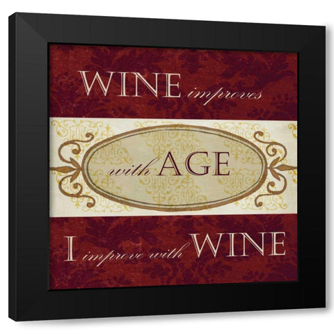 Wine Phrases III Black Modern Wood Framed Art Print by Studio W