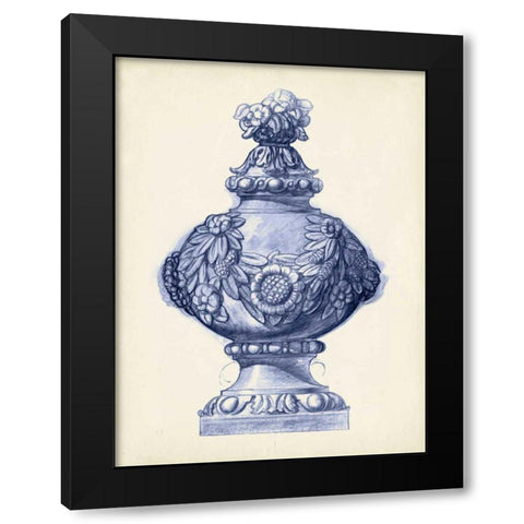 Palace Urns in Indigo I Black Modern Wood Framed Art Print with Double Matting by Vision Studio