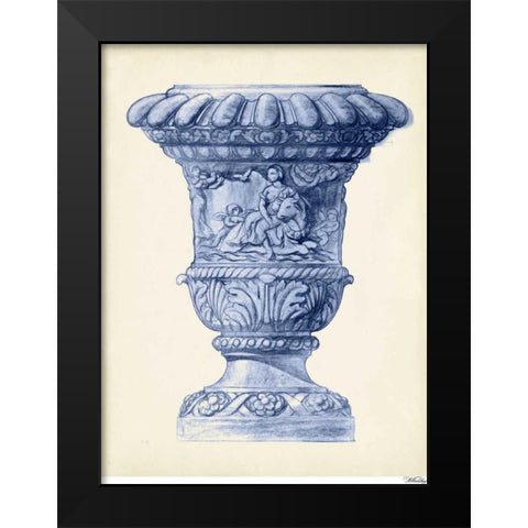 Palace Urns In Indigo II Black Modern Wood Framed Art Print by Vision Studio