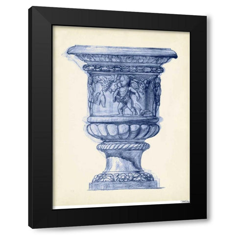 Palace Urns in Indigo III Black Modern Wood Framed Art Print with Double Matting by Vision Studio
