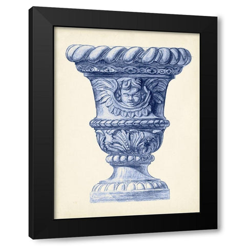 Palace Urns in Indigo IV Black Modern Wood Framed Art Print with Double Matting by Vision Studio