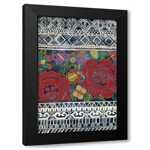 Batik Embroidery II Black Modern Wood Framed Art Print with Double Matting by Zarris, Chariklia