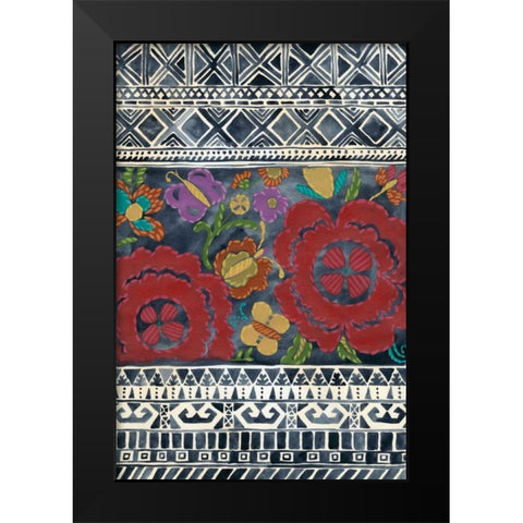 Batik Embroidery II Black Modern Wood Framed Art Print by Zarris, Chariklia