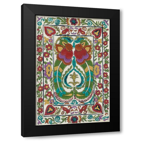 Batik Embroidery III Black Modern Wood Framed Art Print with Double Matting by Zarris, Chariklia