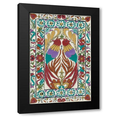 Batik Embroidery IV Black Modern Wood Framed Art Print with Double Matting by Zarris, Chariklia