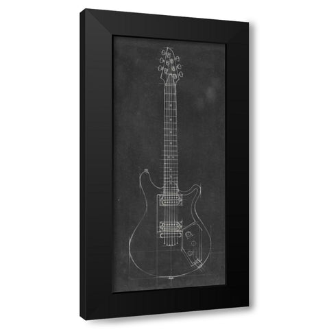 Electric Guitar Blueprint II Black Modern Wood Framed Art Print with Double Matting by Harper, Ethan